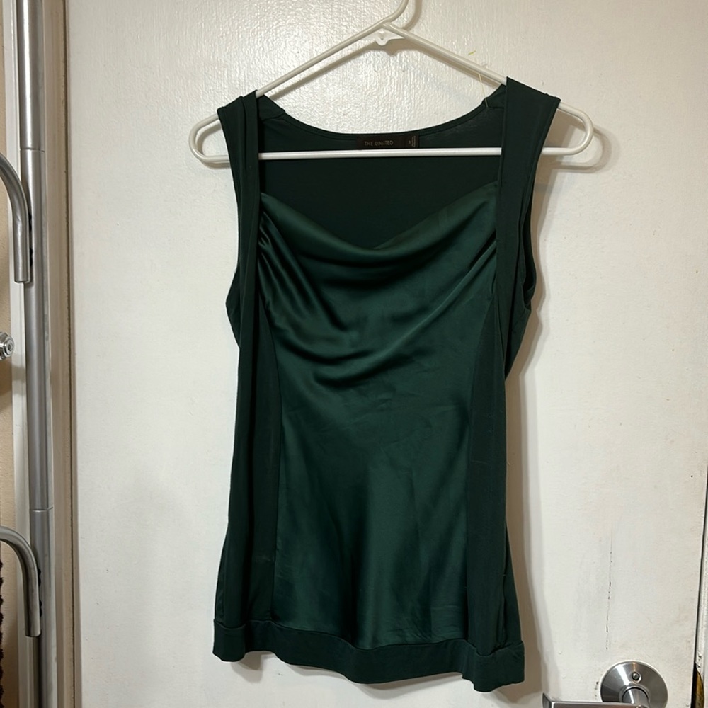 Green cowel neck top